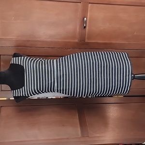THE LIMITED Black White Stripe Denim Fitted Sleeveless Midi Pencil Dress Size 2